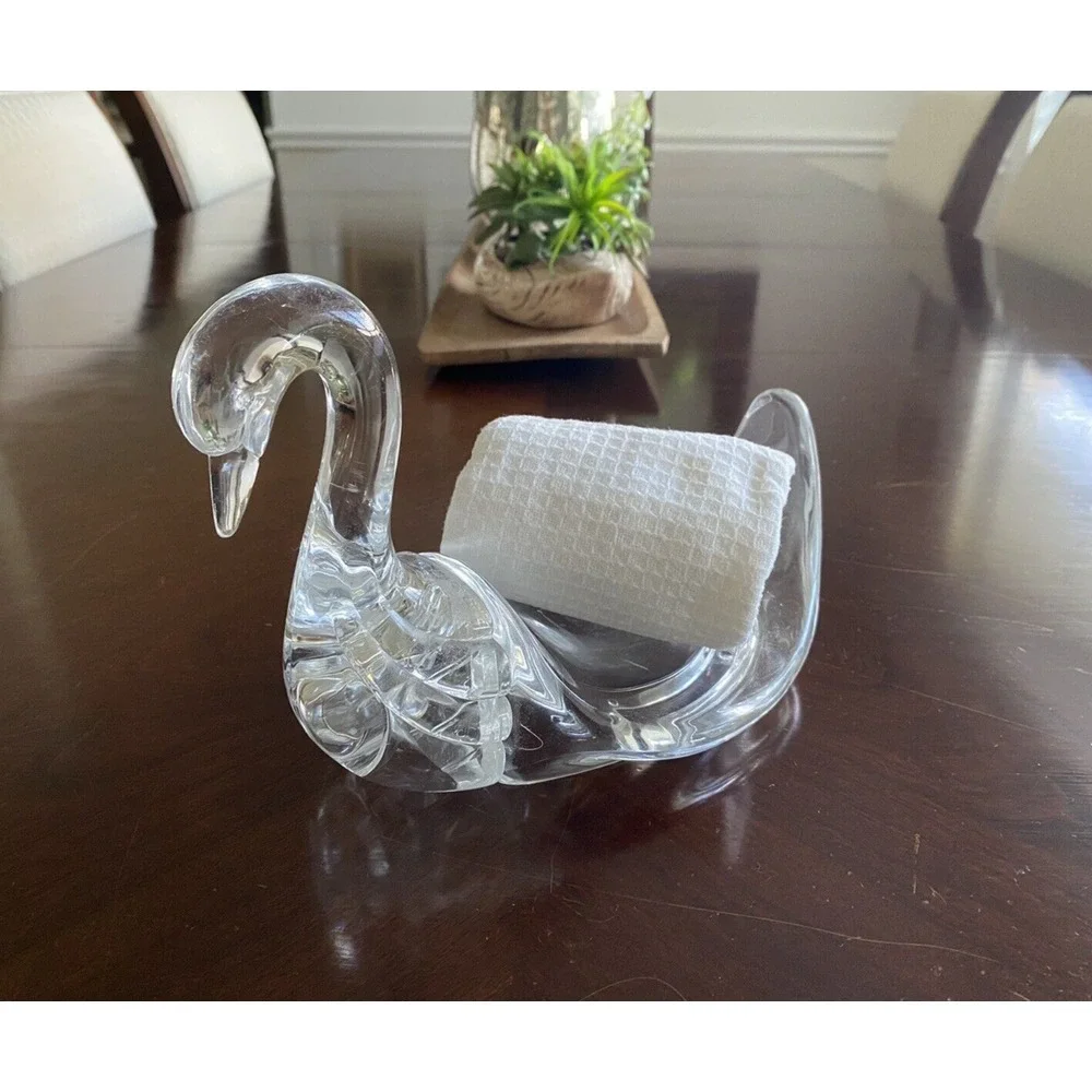 Vintage MCM Lucite Clear‎ Swan Towel Soap or Flower Holder 9